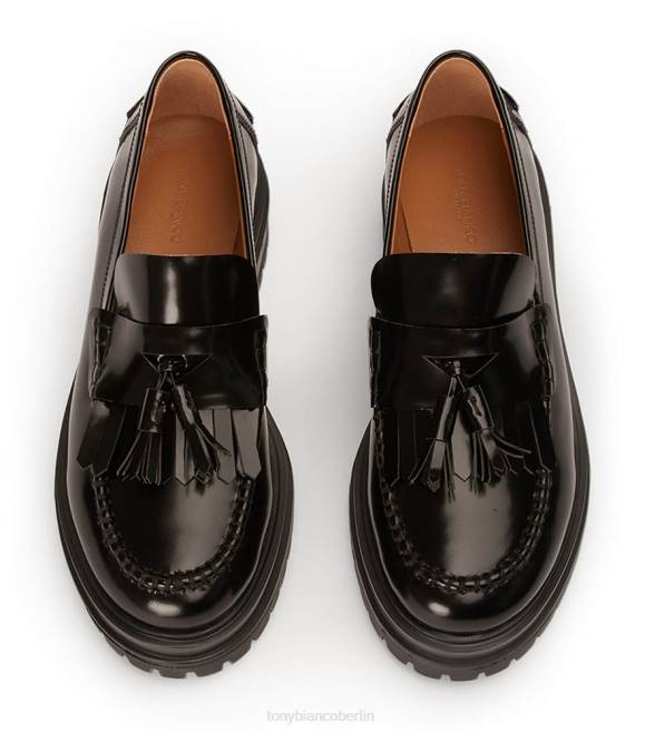 Slipper| de Tony Bianco Frauen Weiden-Freizeitschuhe Schwarz hochglänzend 4624589